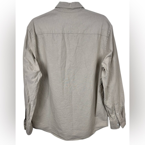H&M cotton long sleeve button down shirt, Med, tan, khaki, collar, Casual - Picture 5 of 6